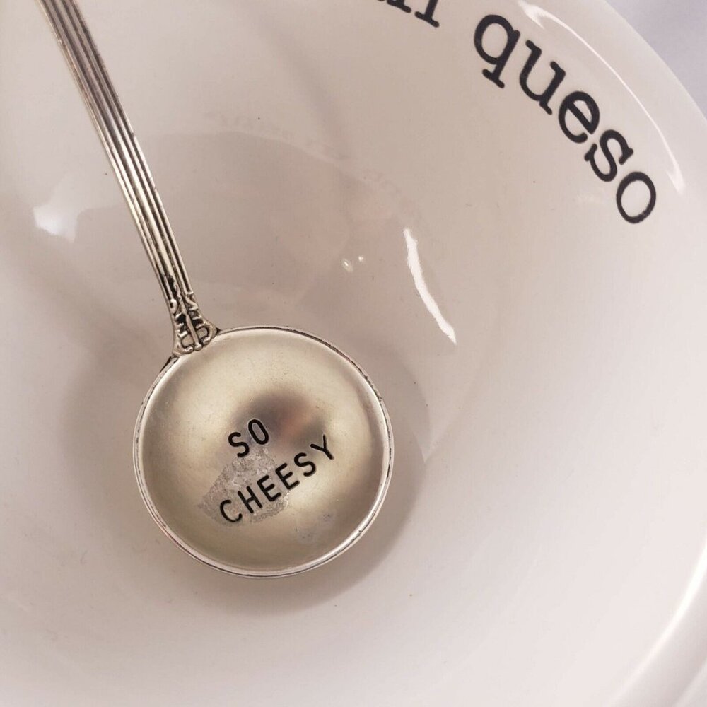 Mud Pie Just in Queso Mexican Dip Bowl Spoon Serving Set Home Circa Collection - Picture 3 of 12